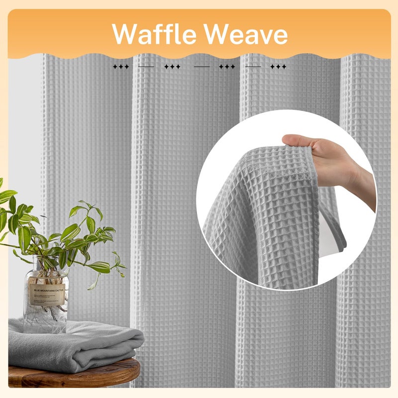 River Dream Lake Wanaka Fabric Shower Curtain Set, Cotton Blend, Waffle Weave, with Snap in Replacement Linerï¼Œ71 x 86 inches - Image 2